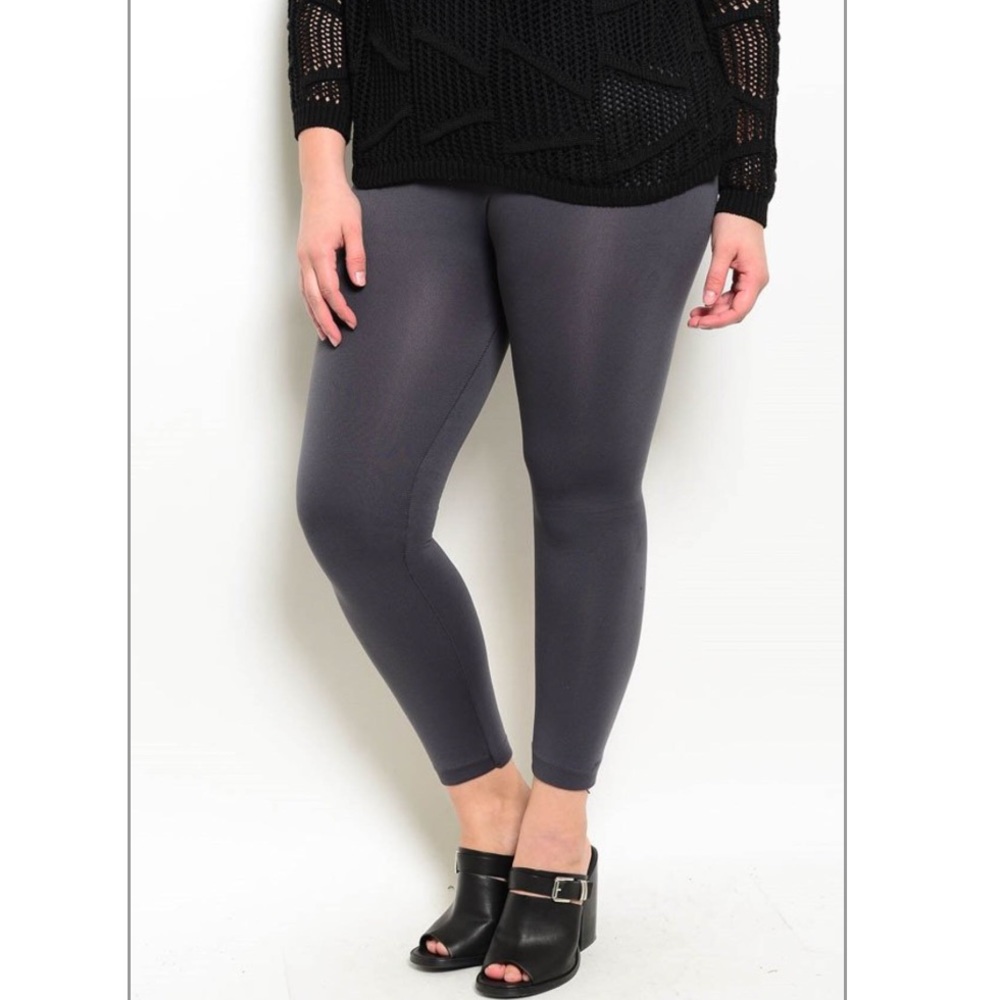 Plus Size Charcoal Fleece Leggings
